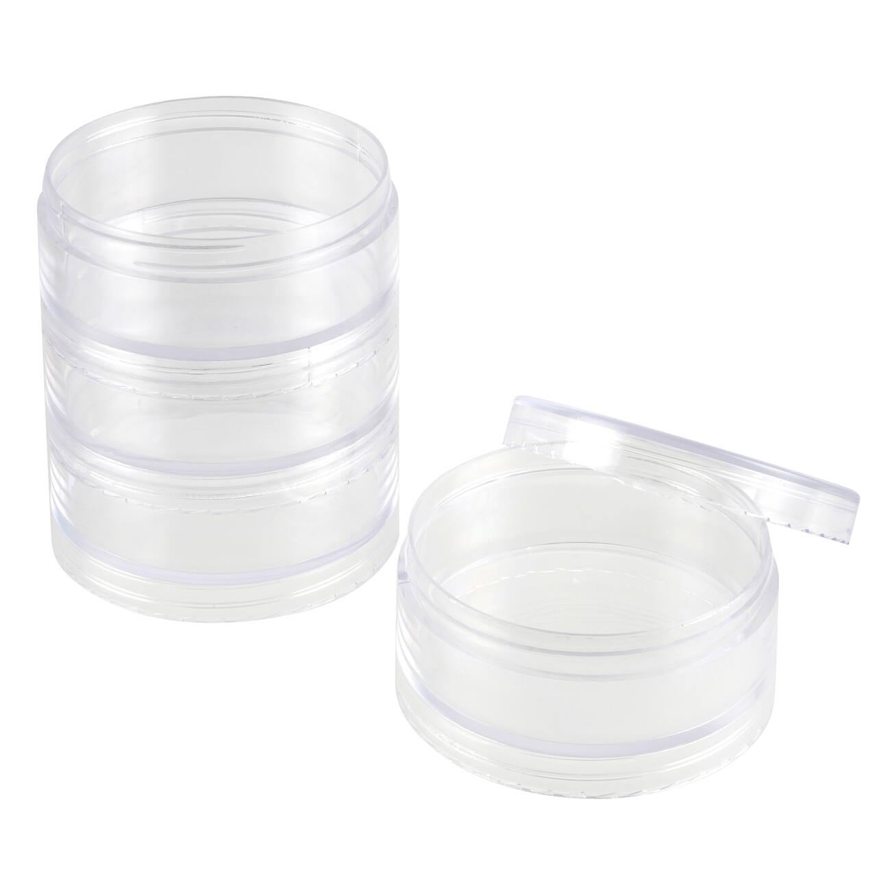 3&#x22; Clear 4-Container Round Bead Storage Stack by Bead Landing&#x2122;